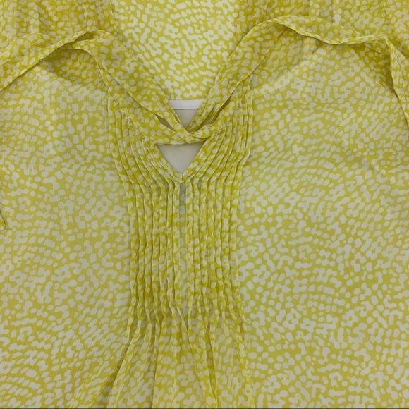 Jacob Short Sleeve Yellow and White Sheer Blouse with White Camisole, Large - Picture 4 of 16